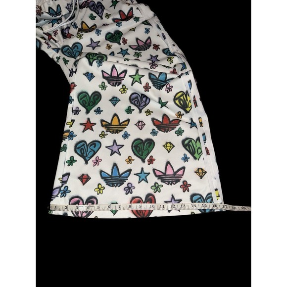 Adidas x Jeremy Scott White Mono Wide Track Pants Sz XL Colorful Graffiti‎  Y2K - Picture 5 of 15